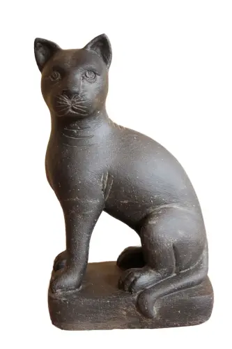Product image of the product “Sitting cat on pedestal, Cast stone, in the sizes 45cm and 65cm, Antique finish ”